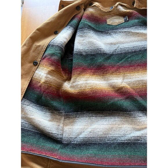 Vintage Woolrich Chore Coat Aztec Blanket Medium Leather Collar Duck Canvas SW - Picture 10 of 11